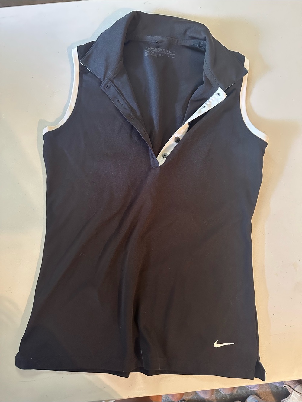 Nike Black Sleeveless Polo Tank with White Accents